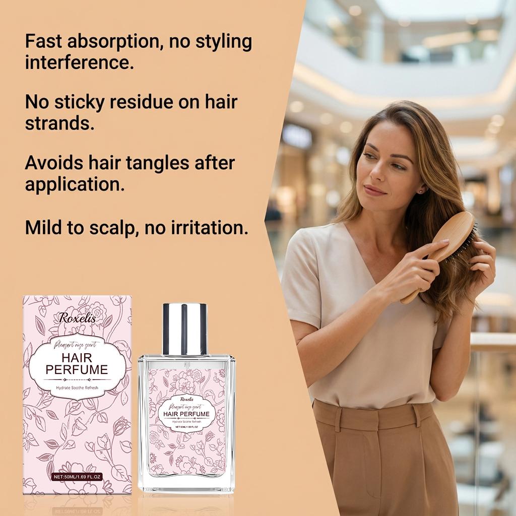 Roxelis Floral Hair Fragrance: A gentle, natural, fresh, and elegant eau de toilette—a portable hair fragrance spray for everyday use