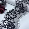 3m x 8cm Black French Chantilly Lace, Non-stretch Narrow Eyelash Lace Trim Fabric for Sewing, Bra, Underwear, Lingerie, Dress, Garment, Crafting