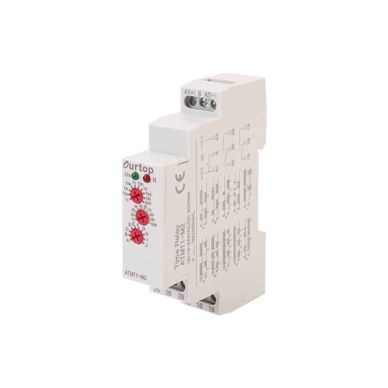 New 1Pcs 16A/250VAC Multifunction Timer Relay 12-240V Din Rail Type Time Delay Relay With 10 Function Choices ATMT1-M2 ATMT3-M1