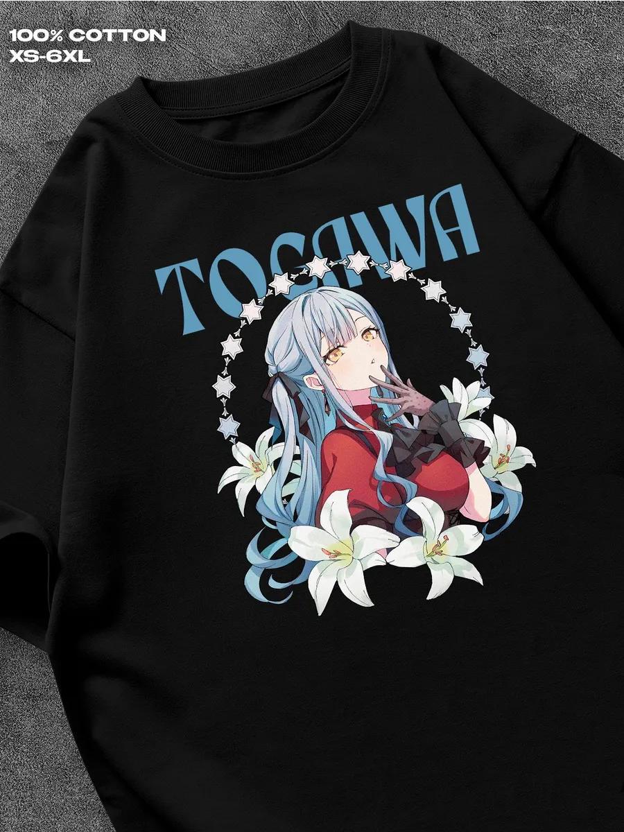 

BanG Dream! Сакико Тогава черная футболка Мужская футболка Женские футболки с принтом букв Короткий рукав Футболка Повседневная уличная футболка Топ XXXXL