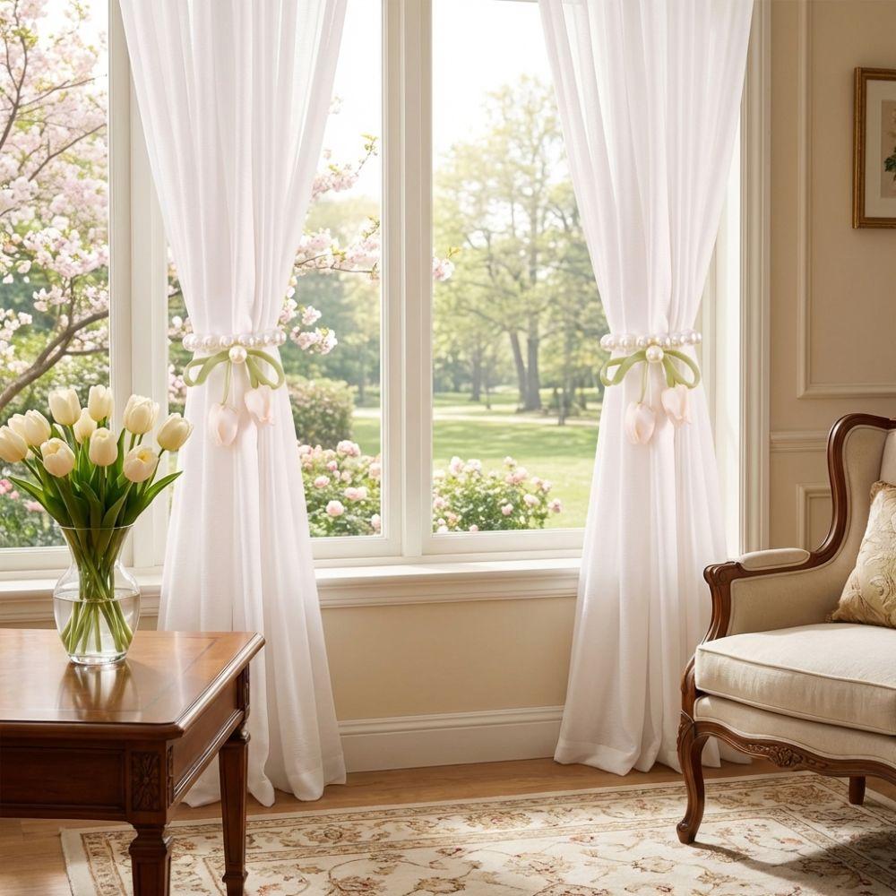 Adjustable Magnetic Buckles Curtain Tiebacks Romantic Curtains Tie Rope  Living Room