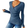 Women's Fashion Casual Long-Sleeve V-Neck -Color Pullover Knit Top