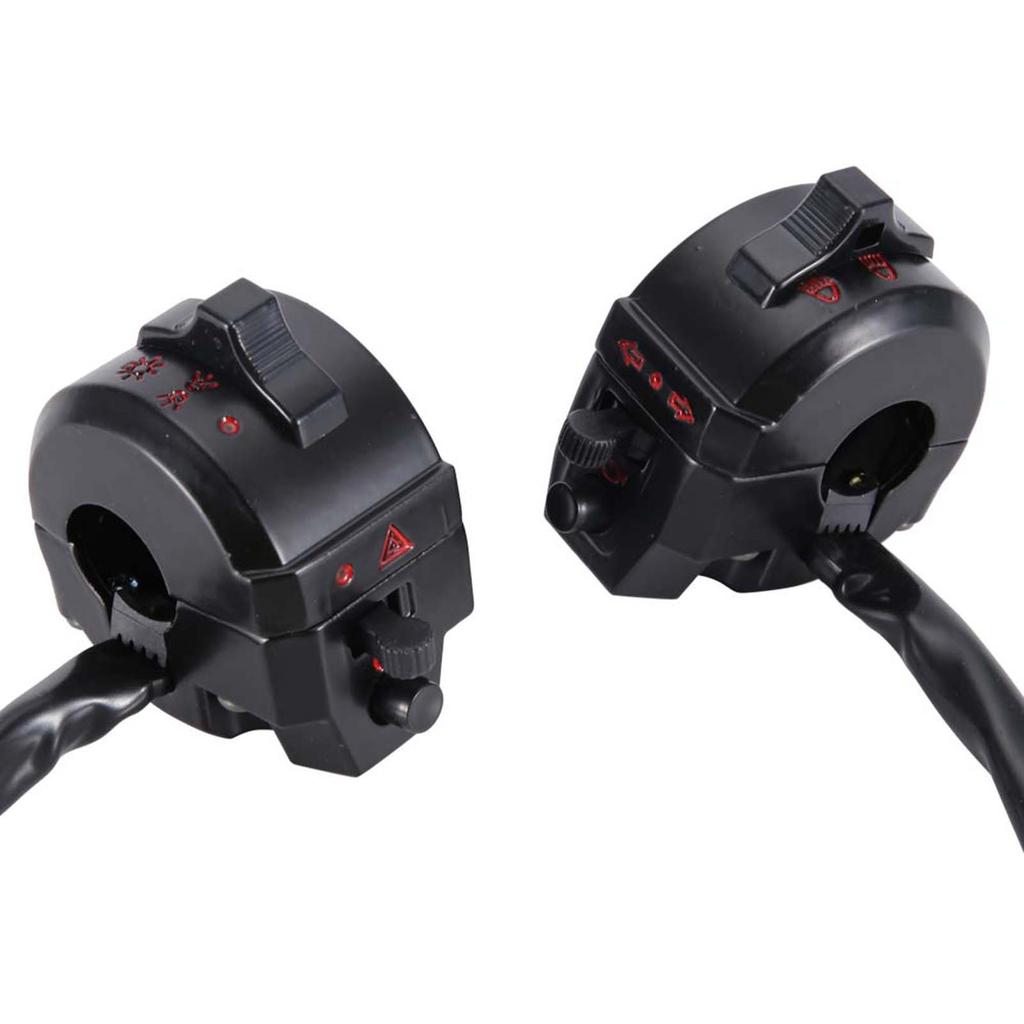 Pair of Universal 22mm Motorcycle Handlebar Switch Control Left & Right Side Horn