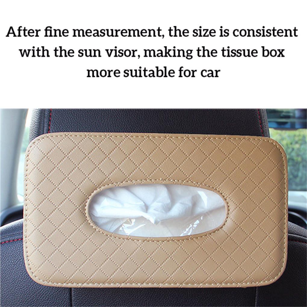 Car Tissue Holder Sun Visor Napkin Case Faux Leather Vehicle Backseat Paper Towel Box Tray Container Hanging Style
