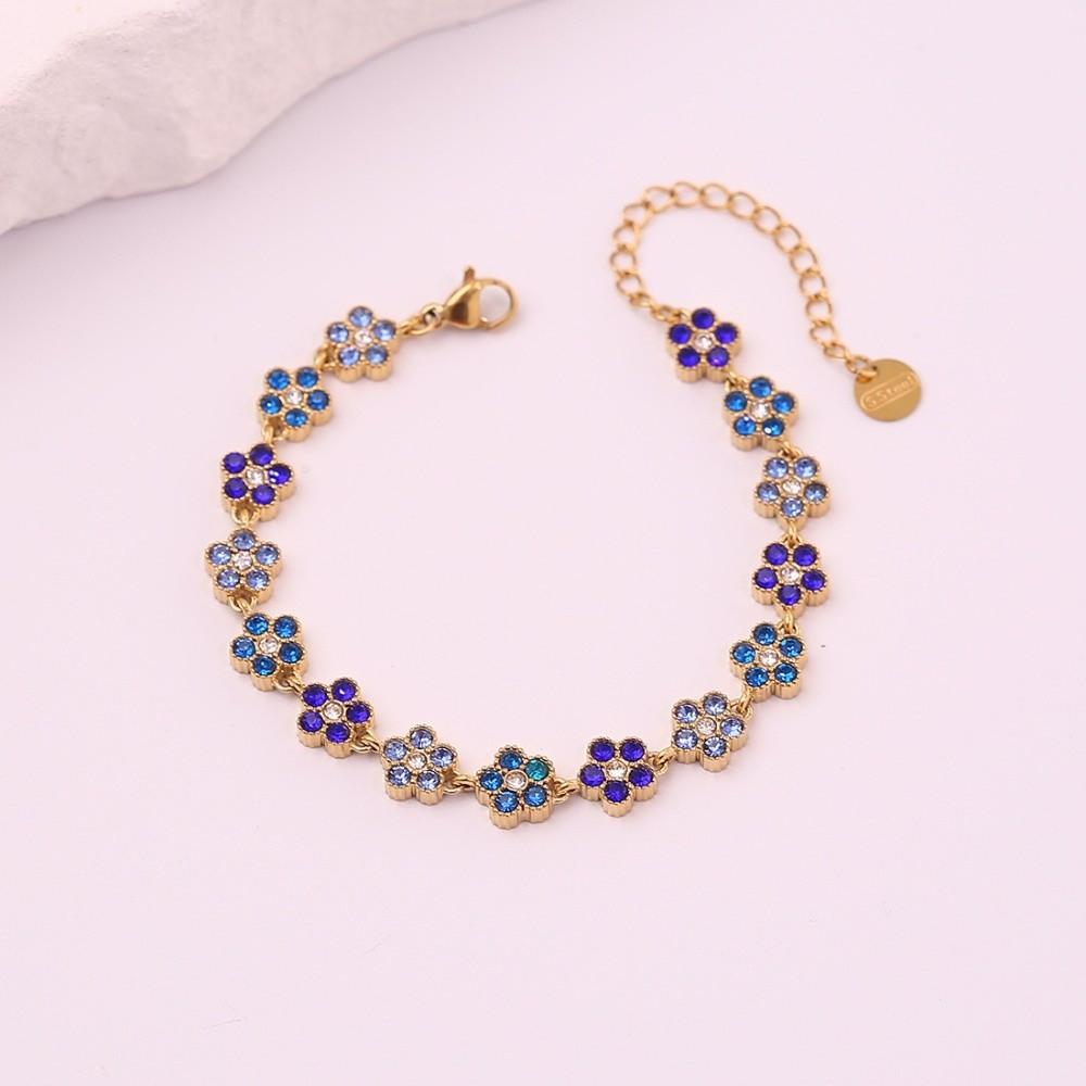 Adjustable Crystal Flower Bracelet Stainless Steel Stainless Steel Bracelet Gift Giving