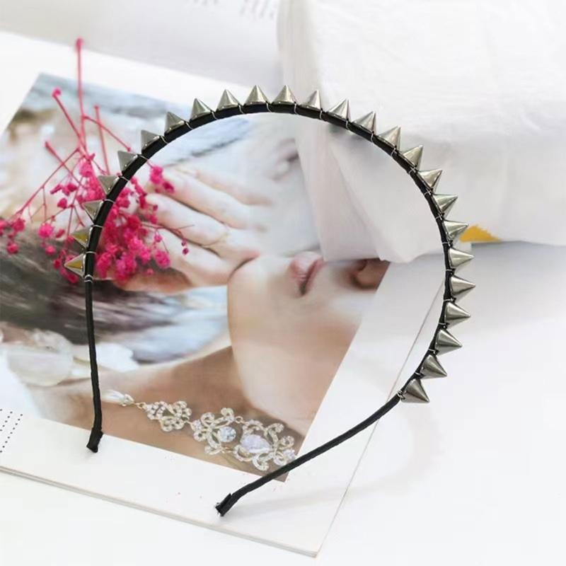 Edgy Spiked Silver Headbands Unisex Punk Rock Hair Accessory For Concerts Daily Outfits