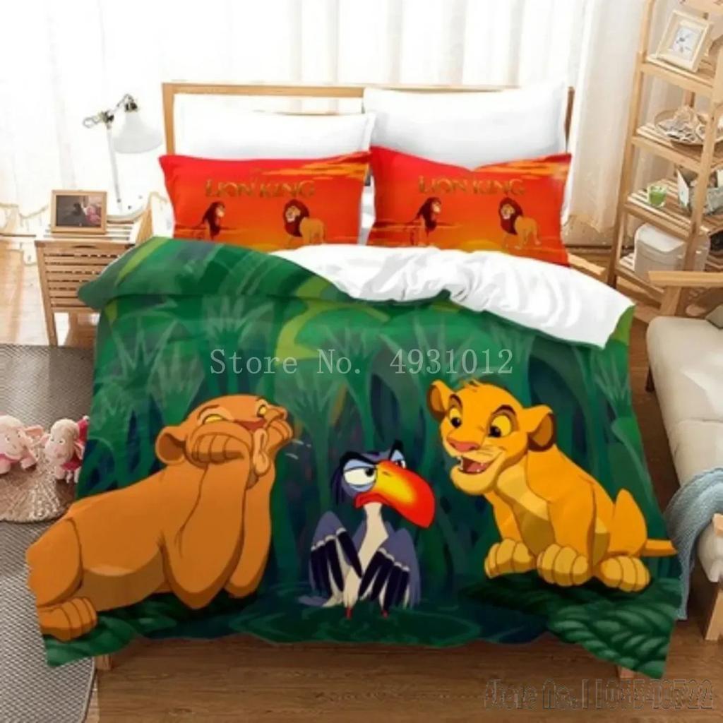 Anime König der Löwen Cartoon Bettbezug Set HD Bettdeckenbezug für Kinder Bettwäsche Sets Bettwäsche Schlafzimmerdeko