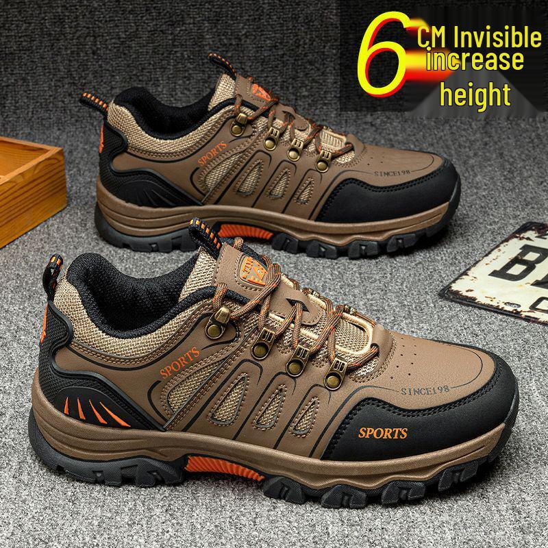 Men's Non-Slip Hiking Shoes: Wear-Resistant, Travel-Ready, Autumn/Winter, Height-Boosting, Ideal for Middle-Aged Travelers.
