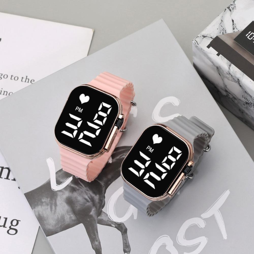 Large Dial Electronic Watch Rectangular Wristwatch Casual Digital Watch  For Boys Girls