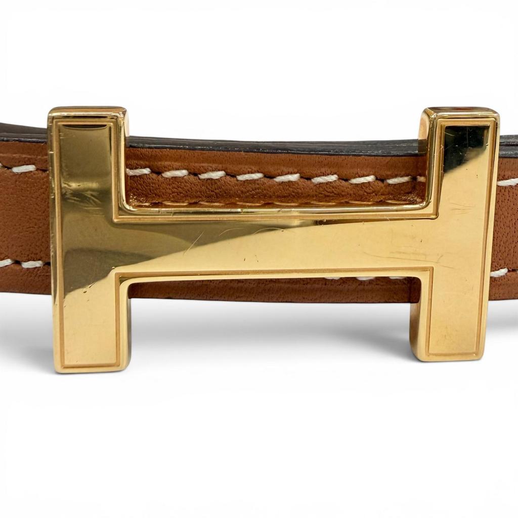 Great HERMES Belt Focus 65 H-belt Reversible Brown Leather Women Used