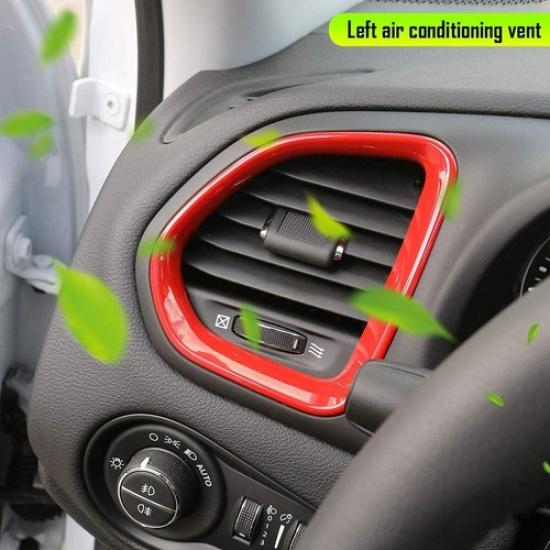 2X Red Side Console Air Vent Outlet Trim Cover Fits For 2016- Jeep Renegade