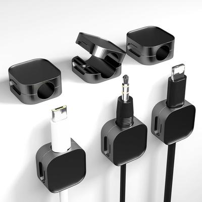 6 Pack Magnetic Cable Clips, Cord Organizer, Under Desk Cable Management, Phone Cord Holder for Nightstand, Adhesive Wire Charging Cord Organizer