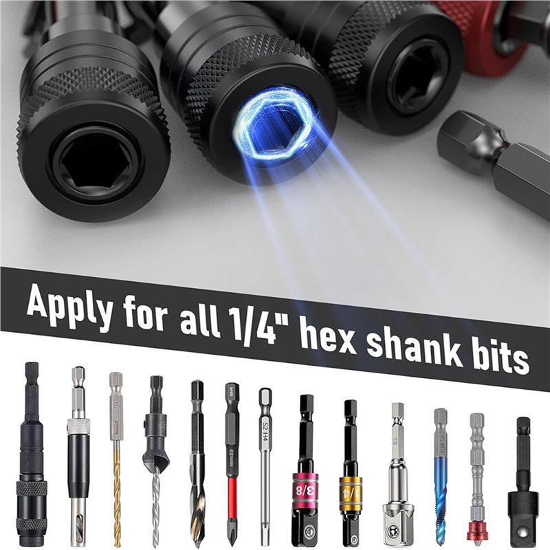 A84X-24PCS Bit Holders Keychain, 1/4 Inch Hex Shank Bit Holders, Quick-Change Design For Nut Driver, Screwdriver & Drill Bits