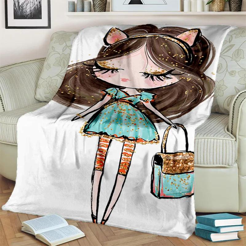 Cute Ballet Girl Ballerina Fairy Cartoon Blanket,soft Throw Blanket for Home Bedroom Bed Sofa Picnic Office Cover Blanket Kids