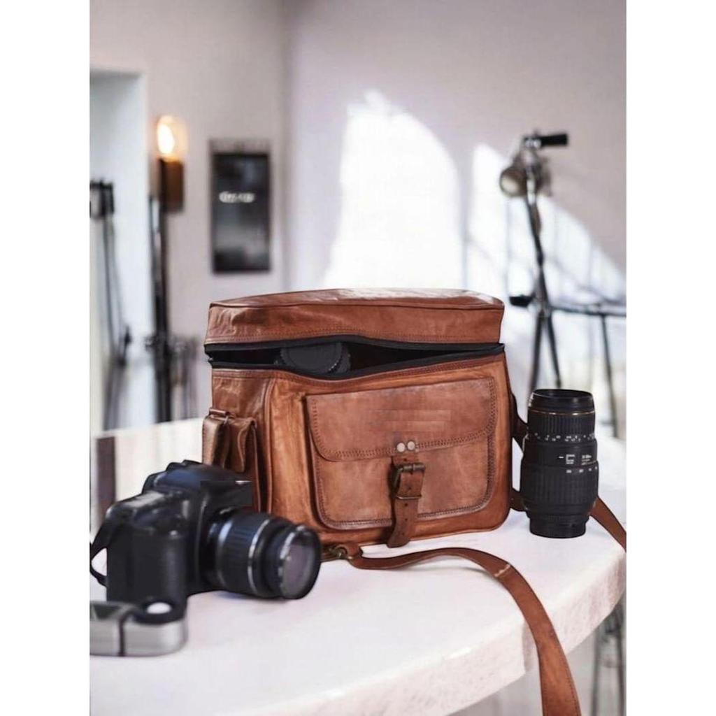 100 % Leather Camera Bag for Multi Purpose Vintage Brown DSLR/SLR Camera Bag Case