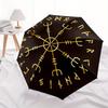 Viking Vegvisir Compass Norse Symbo Umbrella, Portable 3-Fold Compact Umbrella,Christmas Gift ES401