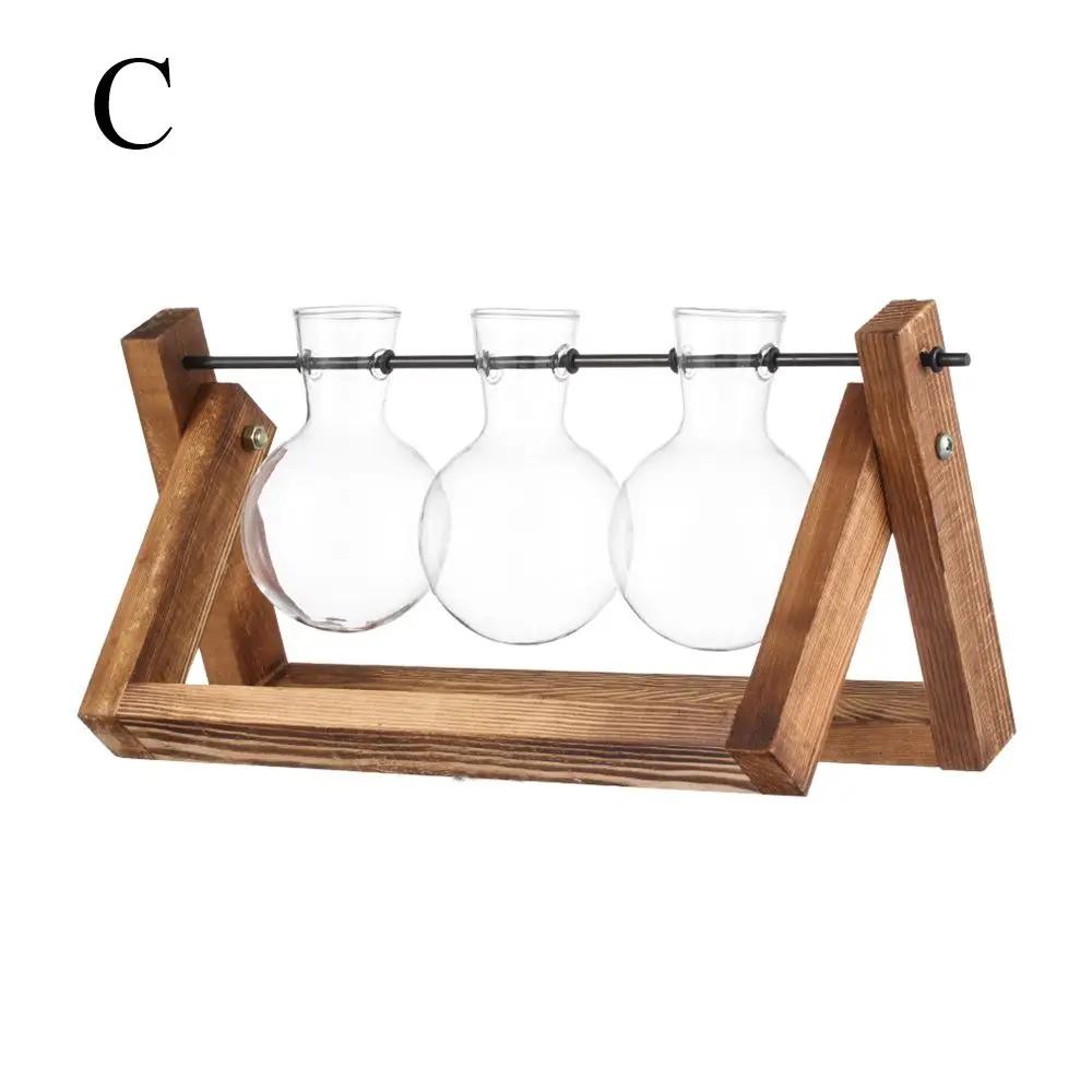 Home Decor Terrarium Tabletop Planter Wooden Frame Glass Vase Flower Pot Hydroponic Plant Vases