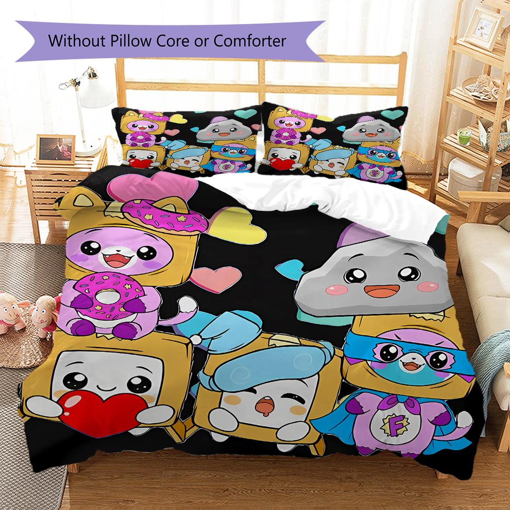 Lankybox Pattern Bedding,Quilt Set Quilt Cover Pillowcase Home Birthday Gift (1 * duvet cover + 2 * pillowcase, without core)