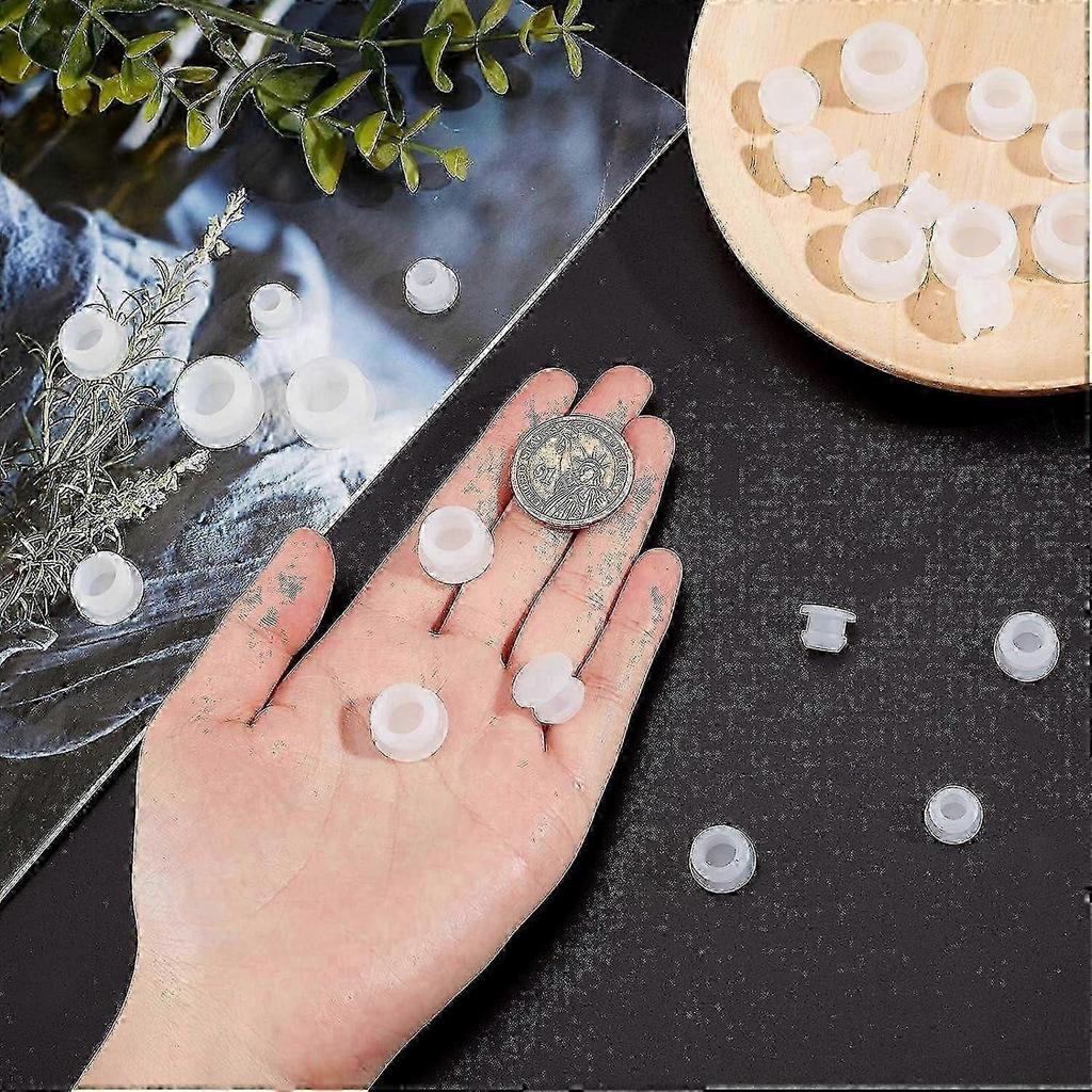 2025 50Pcs 1/2inch Salt and Pepper Shaker Stoppers Plastic Stopper Replacement Plug Bottle Caps Reusable Clear Round Plastic End Cap Storage Tool for
