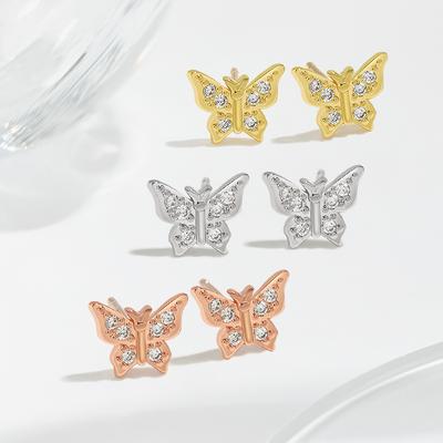 Small Butterfly Ear Needles, High-end Design, Hypoallergenic, Simple and Versatile Butterfly Stud Earrings.
