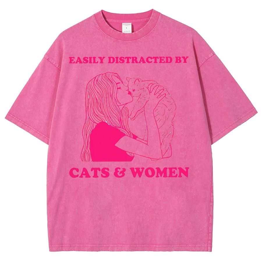 

Девочковая розовая женская футболка с принтом линии обнимающей кошки, горячая, милая, милая, стирка, короткий рукав, повседневный топ 3XL