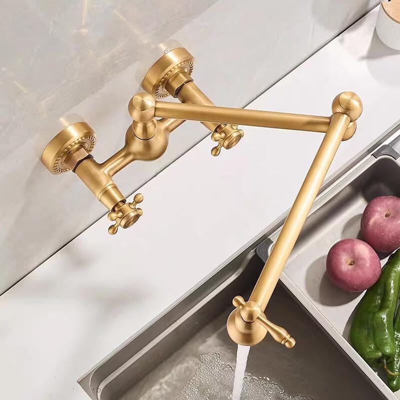 TLXT Foldable Wall-Mounted Brass Kitchen Faucet