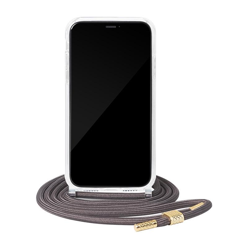 Gjennomsiktig iPhone 12 Pro Max-deksel med integrert snor for crossbody for iPhone 11, 13 Mini. Kompatibel med Apple 14.