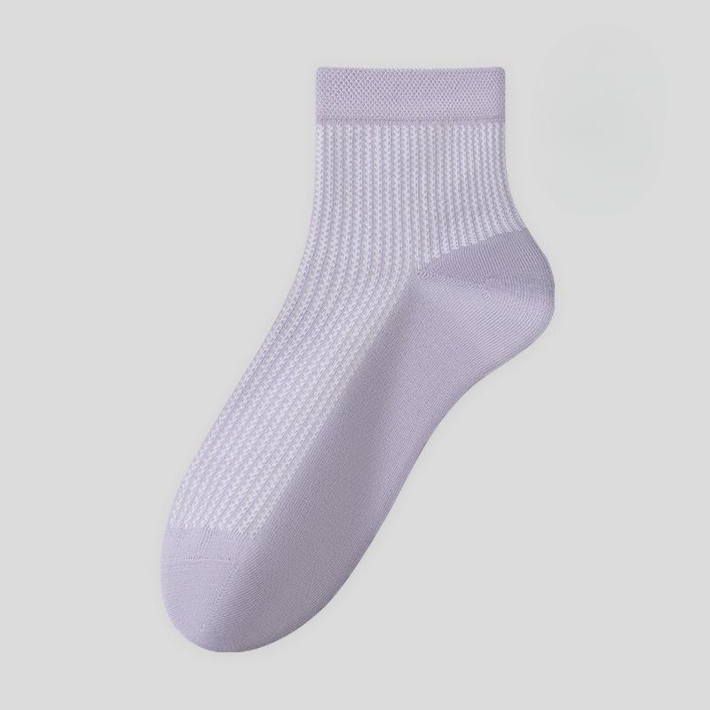 Women's Spring and Summer Thin Breathable Pure Cotton Anti-odor Summer Thin Girls Boneless Mesh Short Socks Mid-calf Socks