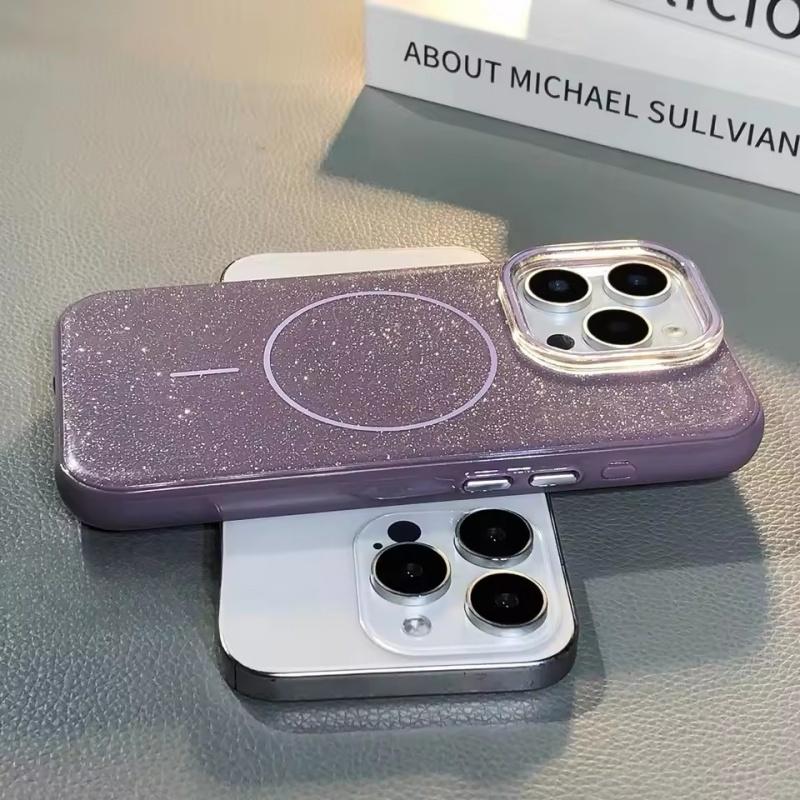Luxury Glitter Bling For Magsafe Magnetic Case For iPhone 16 13 15 14 11 12 Pro Max Wireless Charge Silicone Shockproof Cover