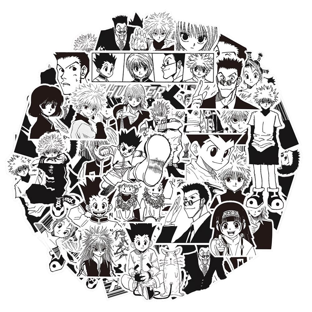 10/30/70 Stück Schwarz-Weiß Anime Hunter×Hunter Aufkleber Coole Graffiti Decals für Handy Koffer Notizbuch Kinder DIY Aufkleber Spielzeug