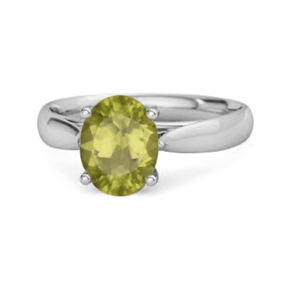 Peridot Classic Solitaire Ring - 925 Sterling Silver