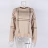 Europäischer & Amerikanischer Karomuster Farbblock Rundhals Pullover Strickware für Damen - Herbst/Winter Stil