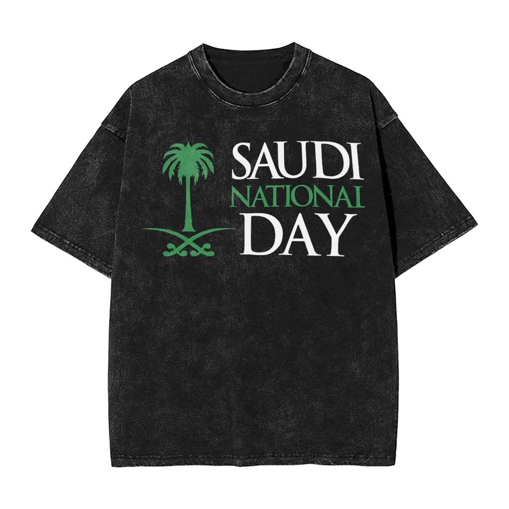 Harajuku Gewaschenes Hemd Saudi-Arabien September Accessoires Neuheit T-Shirt Oversize Nationalfeiertag Streetwear Sommer T-Shirt