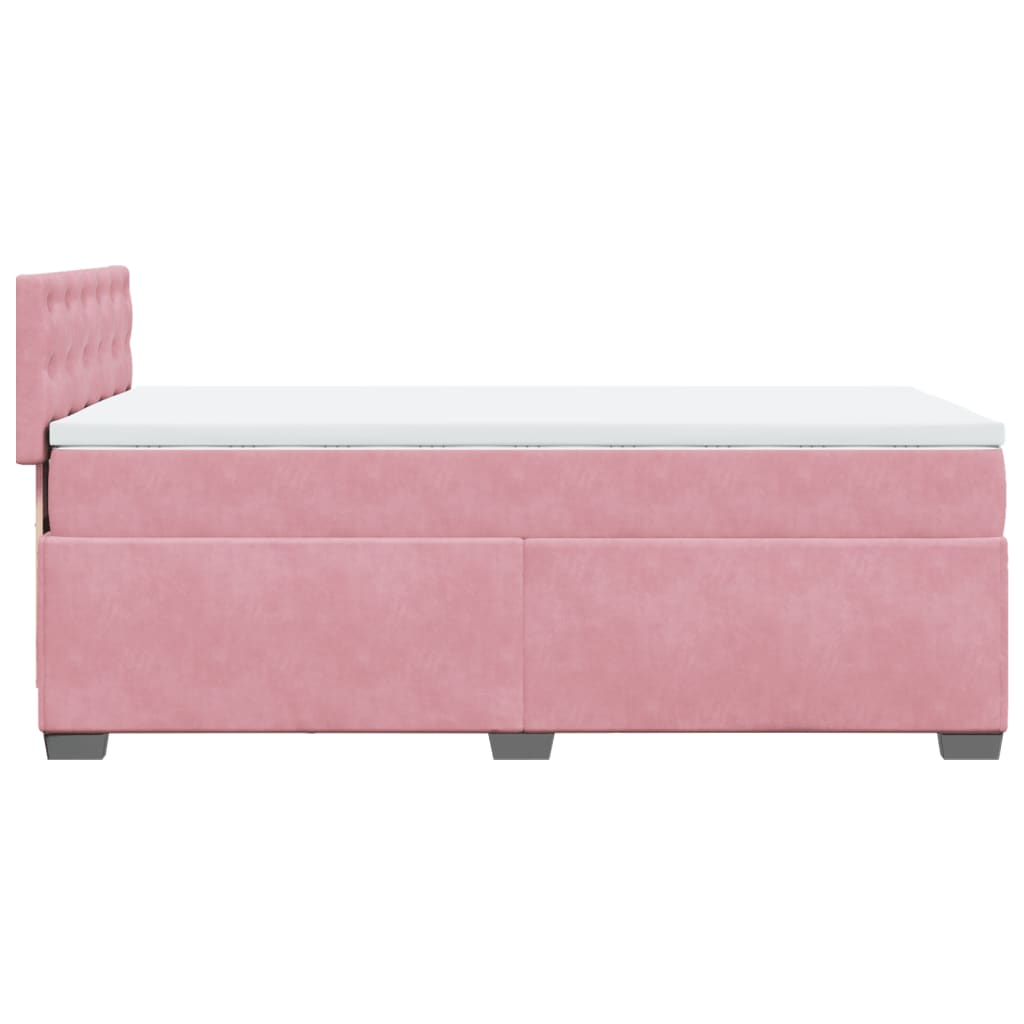 Pink Box Spring Bed with Mattress 100 x 200 cm Velvet