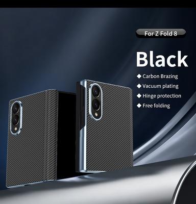 Samsung Galaxy Z Fold 7 6 Fold8 Ultra İçin Menteşe Korumalı Karbon Fiber Dokulu Kılıf Fold8 Geniş Ayna Film Kapaklı