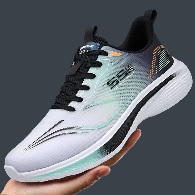 Men's New Breathable Mesh Running Shoes, Cushioned Lightweight Soft Sole Sneakers, Trendy Athletic Shoes for Men, Plus Size