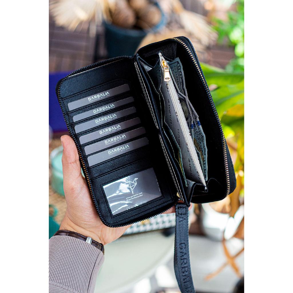 Rukojeť na zápěstí Tilburg Vzor pletení ze slámy Švestková Fialová Portfolio Peněženka s velkým množstvím držáku na karty