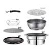 Smokeless Charcoal Grill Set with Tea-Boiling Feature, Ideal for Outdoor and Household Use.