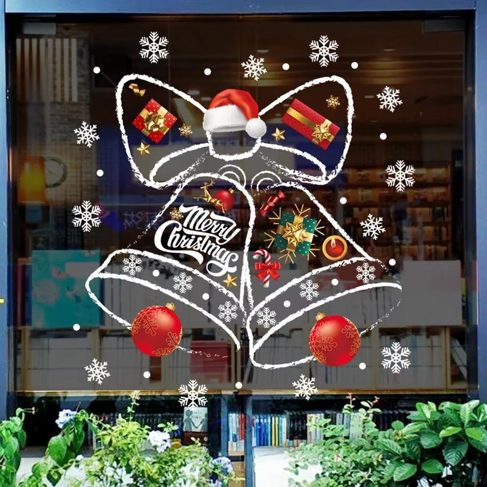 Waterproof Christmas Bell Window Clings Large Christmas Window Stickers  Glass Door