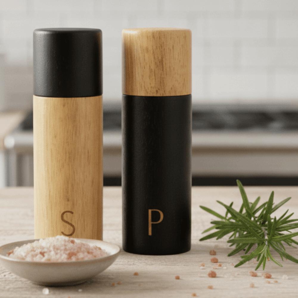 Manual Wooden Salt and Pepper Grinder Set 7 Inch Salt and Pepper Mill Spice Mill Bottle Kitchen