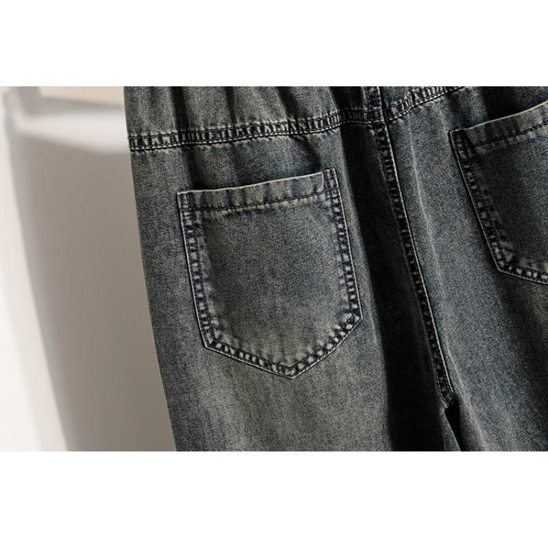 DIMANAF 2026 Spring Summer Women Plus Size Jeans New Fashion Lady Denim Oversized Loose Long Pants