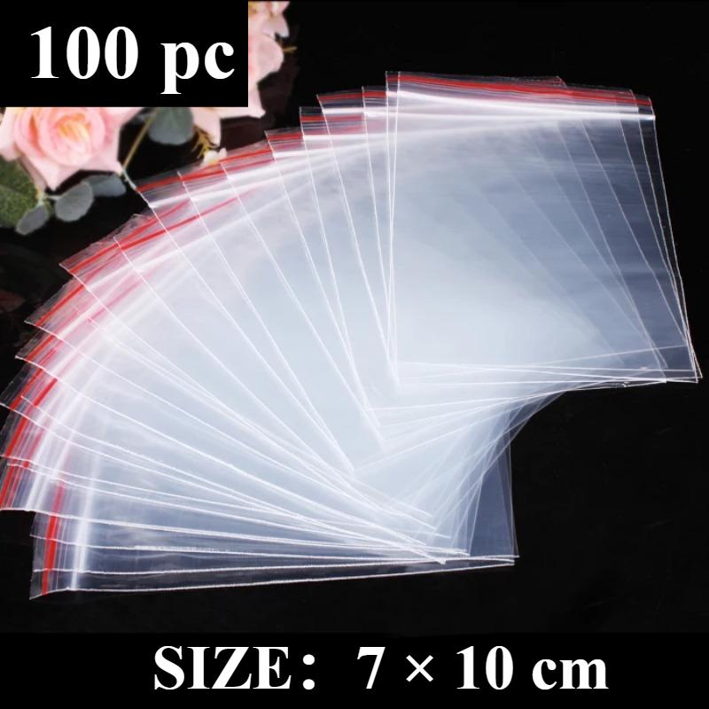 100 Pcs/Pack Small Zip Lock Plastic Bags, Reclosable Transparent Bag, Shoe Bag Vacuum Storage Bag, Poly Clear Bags Thickness 0.05mm