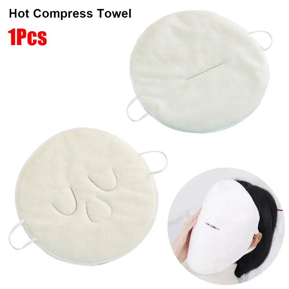 1Pcs 3 Holes Hot Compress Towel Absorbent Reusable Facial Steam Towel Soft Gentle Skin Care Mask for Hot and Cold Skin Care