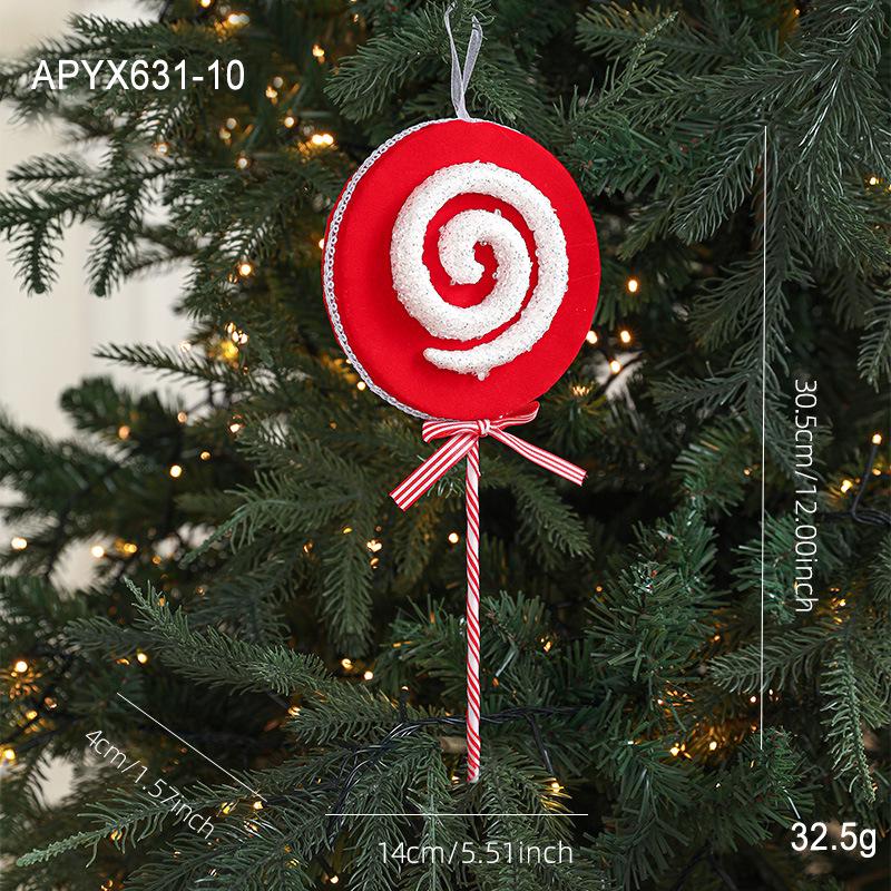 Red & White Plush Candy Christmas Balls Ornaments for Tree Decoration