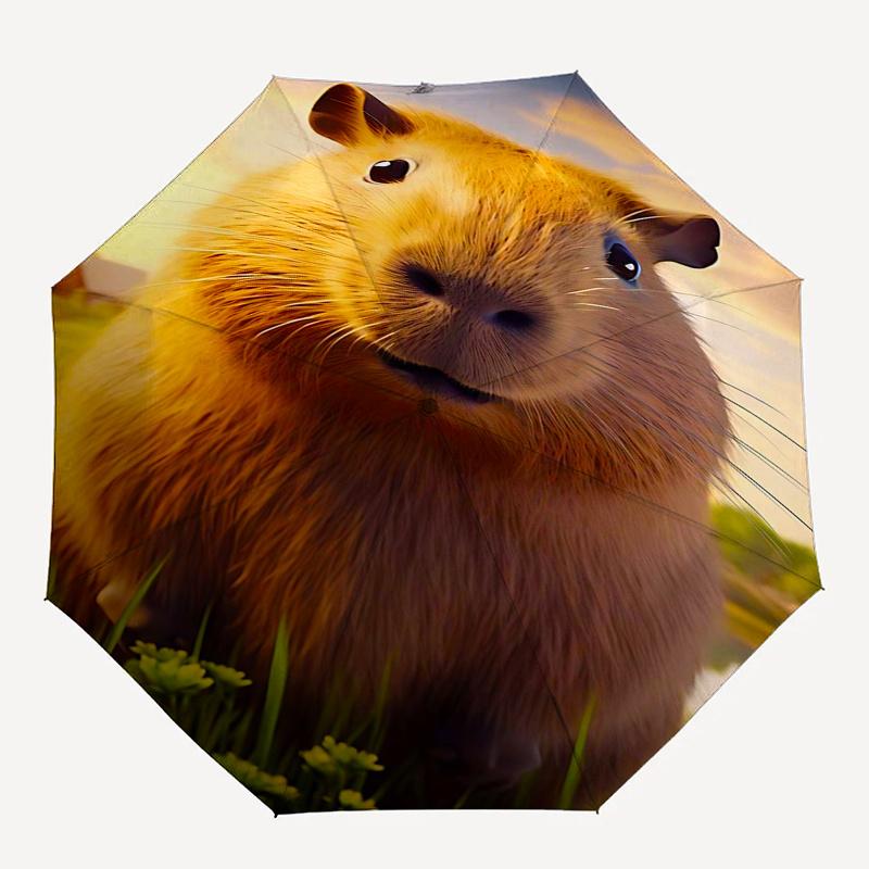 Capybara Themed Travel Umbrella 8 Ribs Automatic Opening and Closing,Portable Folding Design,Compact and Stylish Umbrella Suitable for Out