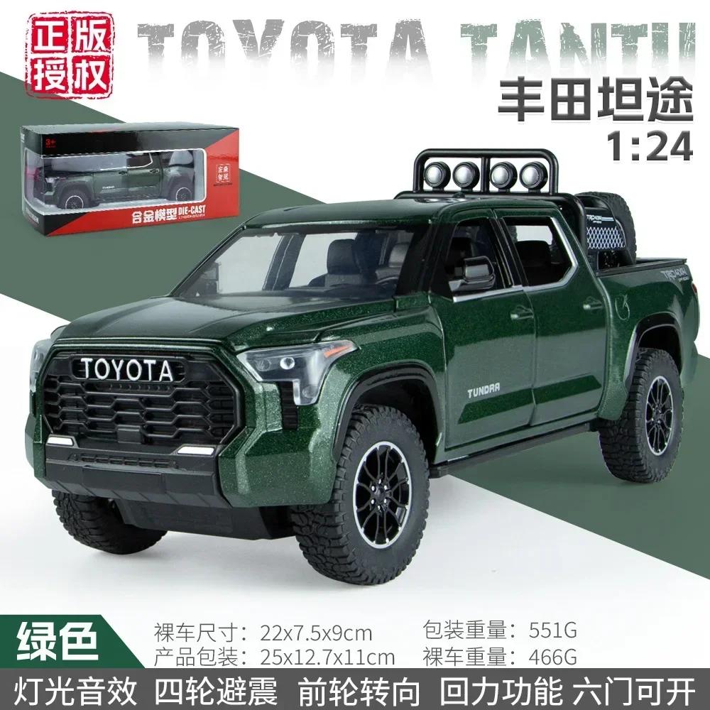 1:24 Toyota Tundra Pickup Off-road Vehicle Diecast Metal Alloy Model Car Sound Light Pull Back Collection Kids Toy Gifts A591