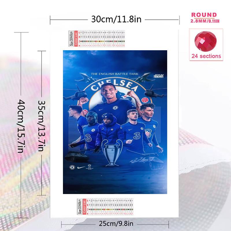 Chelsea FC 100% Round Full Drill 5D DIY Diamond Painting Embroidery Cross Stitch Rhinestone Décor