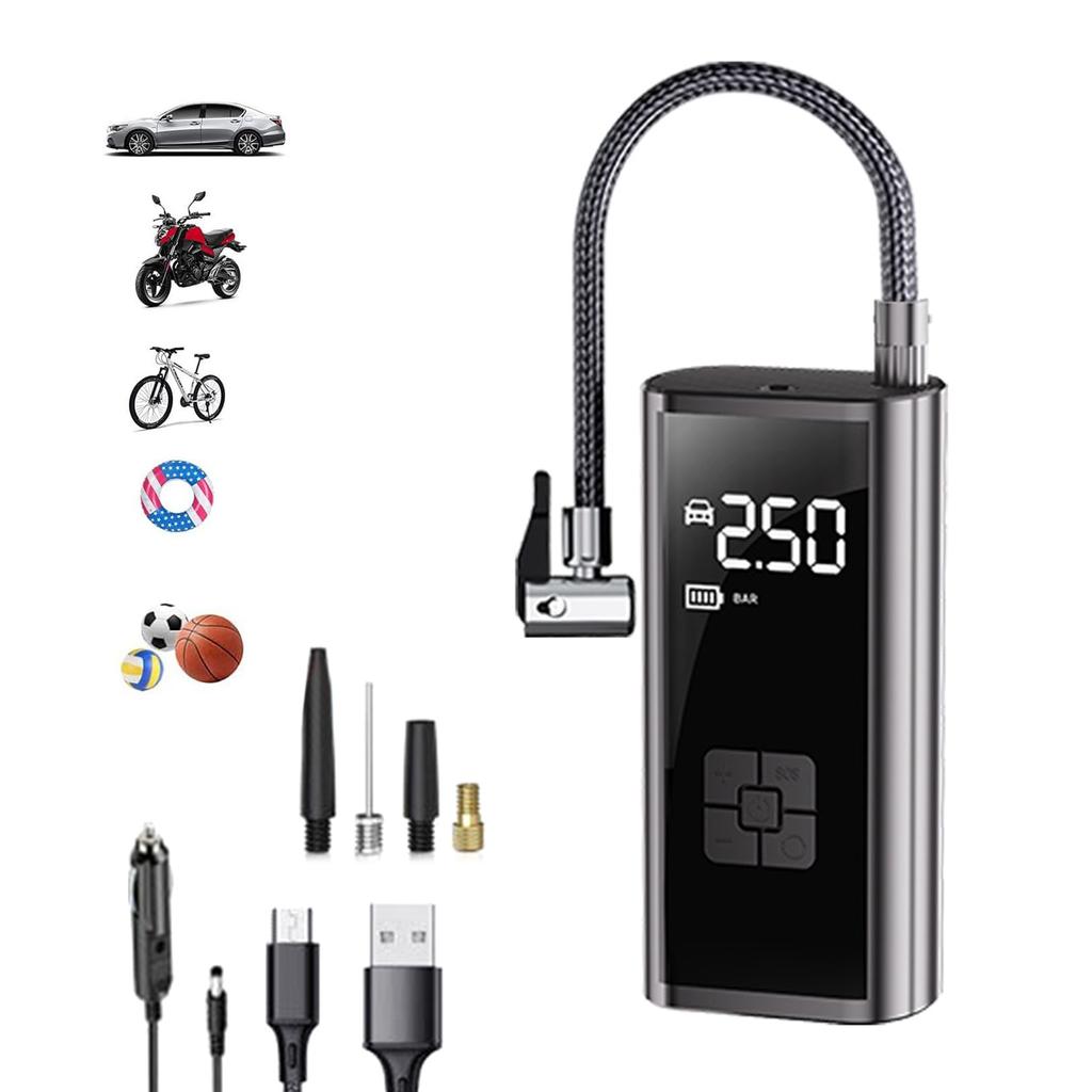 Battery Power Tyre Inflator Air Compressor Handheld Electric Digital Tire Inflator with LED Light Tire Pump