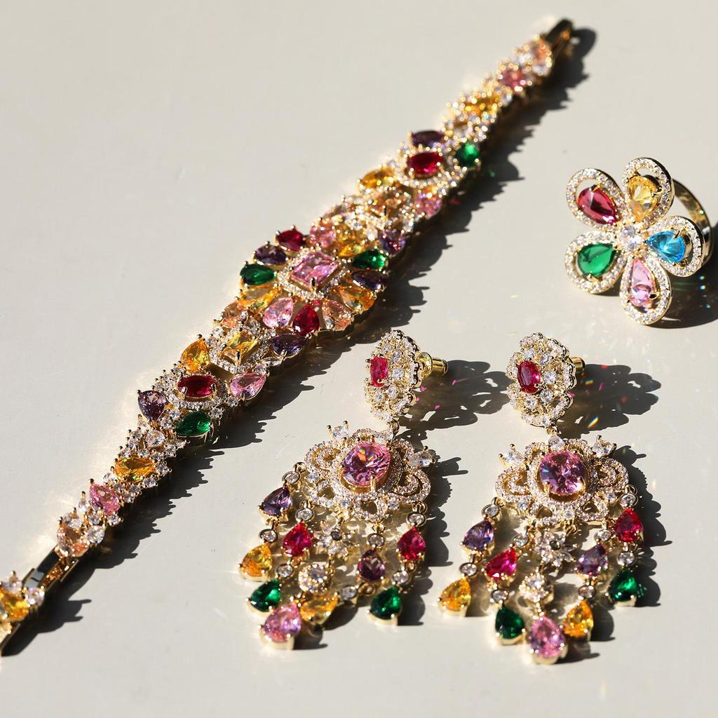 Bo Xin Yun Luxury Jewelry Set: Elegant Necklace, Ring, and Earrings