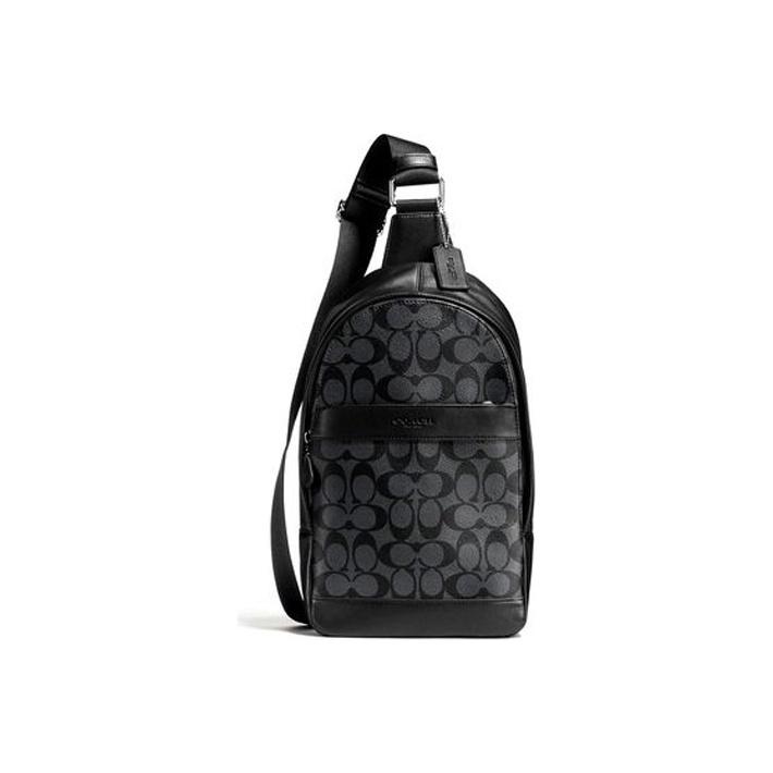 Coach Charles 20 Classic Monogram PVC Crossbody Bag Men bags Black Gray 54787-CQBK Basic Set (Bag+Dust Bag)